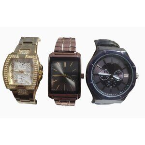 Lot of 3 - Elegant Guess Gold-Tone Crystal-Accented Watch & 2 Additional watches